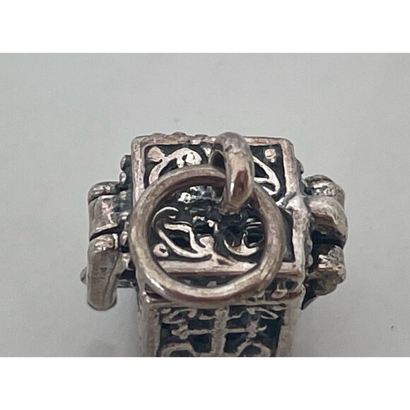 Vintage Sterling Silver Prayer Box Charm Pendant Cross Christian - Picture 7 of 8